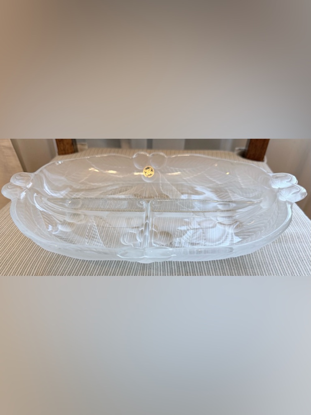 Hoya Corp Japan Made Clear Glass Divided Serving Dish Vintage